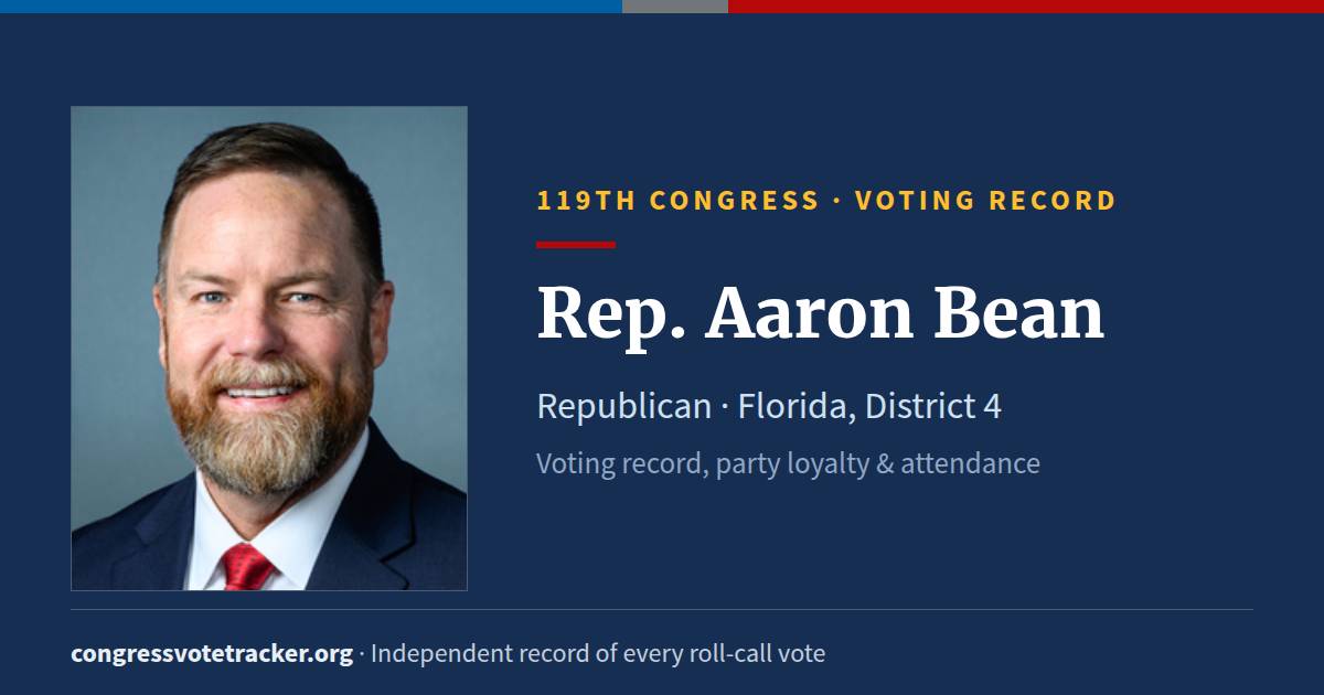 Rep. Aaron Bean Voting Record | Congress Vote Tracker