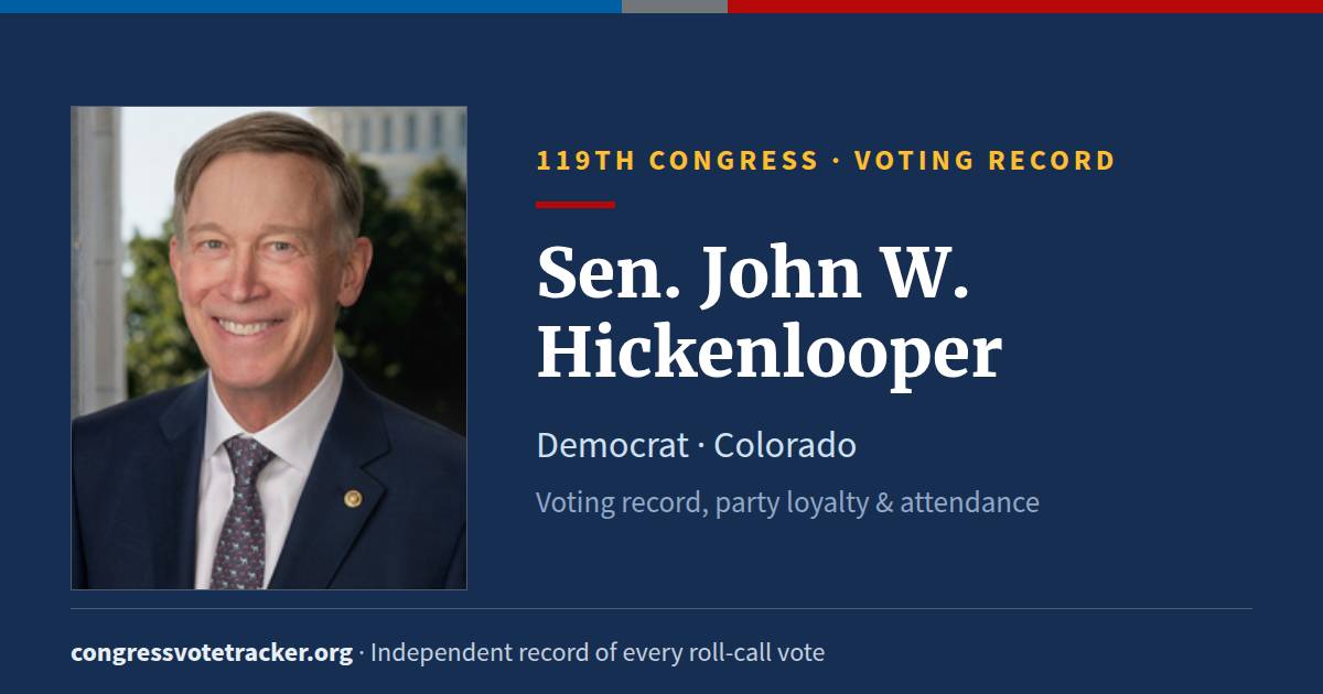 Sen. John W. Hickenlooper Voting Record | Congress Vote Tracker